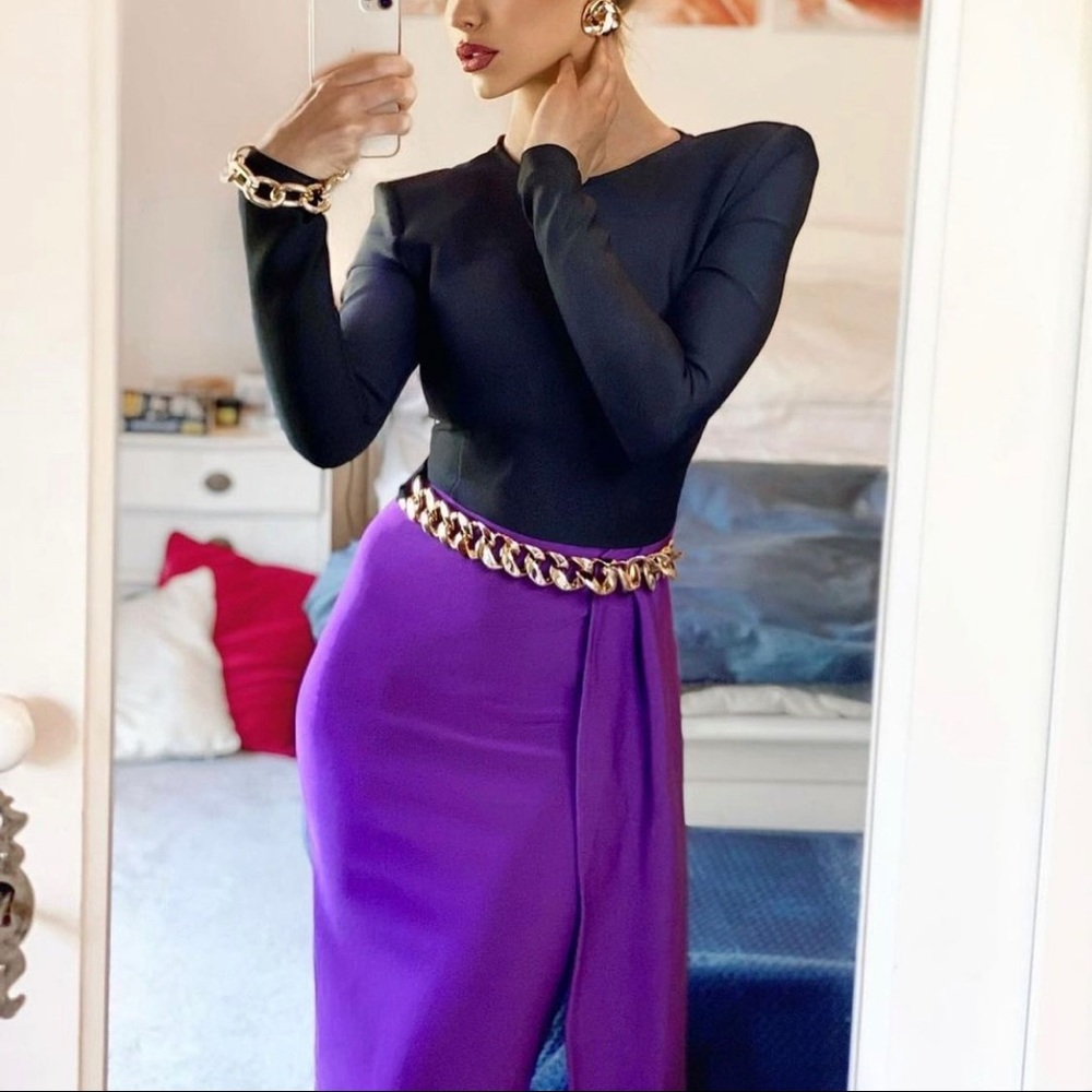 Black/Purple MIDI dress